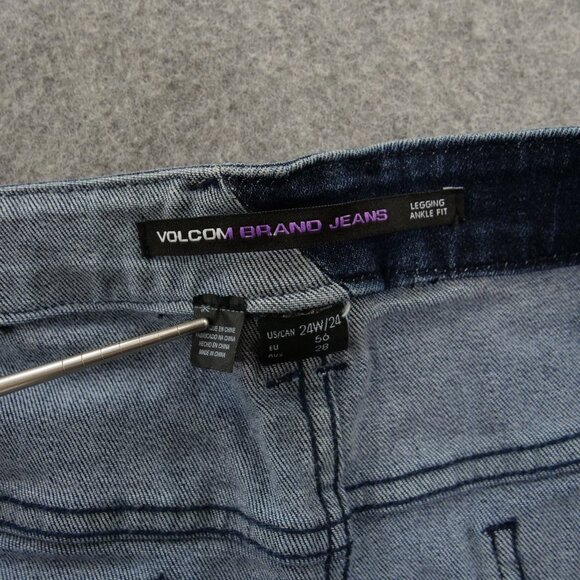 Volcom Jeans Womens 24 W Plus Blue Skinny Ankle Legging Fit Stretch Zip Fly - Picture 8 of 16